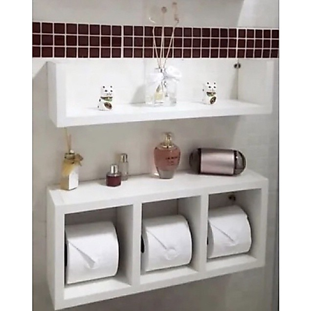 Nicho Prateleira Decorativa MDF Branco 2 Peças com Instalação Invisível – Novo Lar