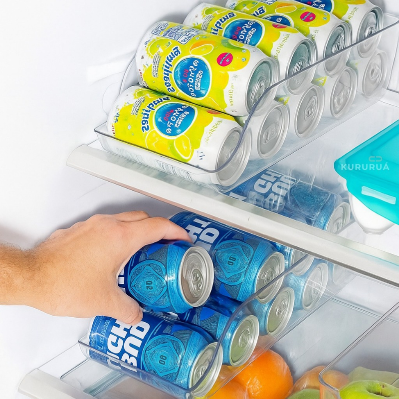 Organizador Porta Latas Geladeira Dispenser Acrilico Suporte Multiuso Armário Cozinha Dispensa 1 e 2 unidades