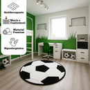 Tapete Pelúcia Quarto Bola Futebol Controle e Escudo Criança Infantil Menino Menina Decorativo Macio