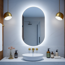 Espelho Oval de Parede com LED Luz Quente e Fria para Banheiro Sala Quarto