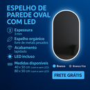 Espelho Oval de Parede com LED Luz Quente e Fria para Banheiro Sala Quarto