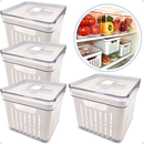 Organizador de Geladeira Clear com Tampa e Cesto de Drenagem | BPA Free | Empilhável – Novo Lar