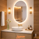 Espelho Oval de Parede com LED Luz Quente e Fria para Banheiro Sala Quarto