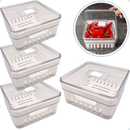 Kits Organizadores De Geladeira Clear Com Tampa E Cesto Drenagem