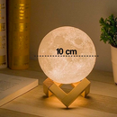Luminária Lua Cheia 3D Luz Quente 10cm Com Suporte Abajur LED Decoração Sem Fio Enfeite