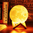 Luminária Lua Cheia 3D Luz Quente 10cm Com Suporte Abajur LED Decoração Sem Fio Enfeite